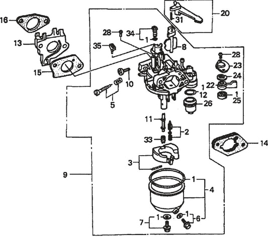 Honda GX390K1QWT2 Engine Carburetor Assembly Parts For SP2 Street Pro Series By Multiquip