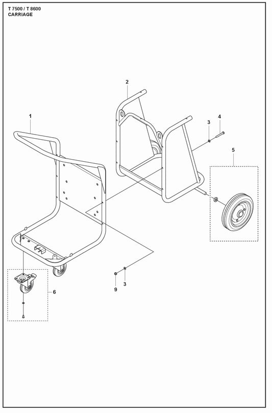 Carriage Parts For T 7500 Dust Extractor By Husqvarna