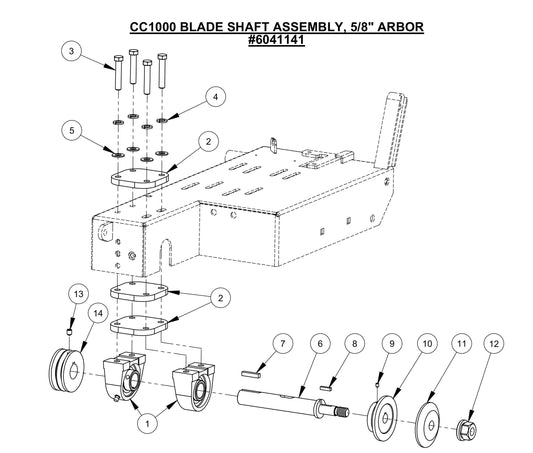 CC1000 Blade Shaft Assembly, 5/8" Arbor Assembly Parts