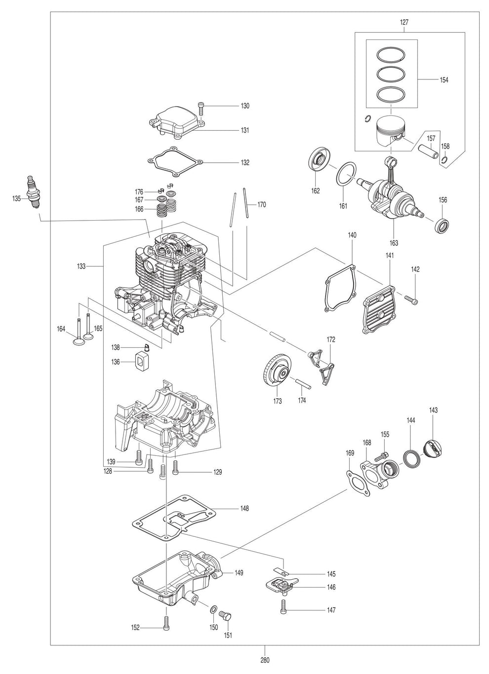 EB5300TH Cylinder Block, Crank Shaft Assembly Parts