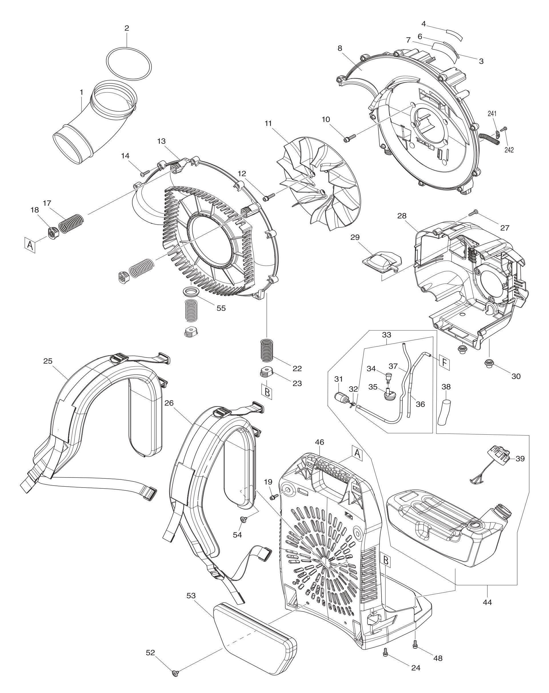 EB5300TH Fuel Tank, Engine Cover Assembly Parts