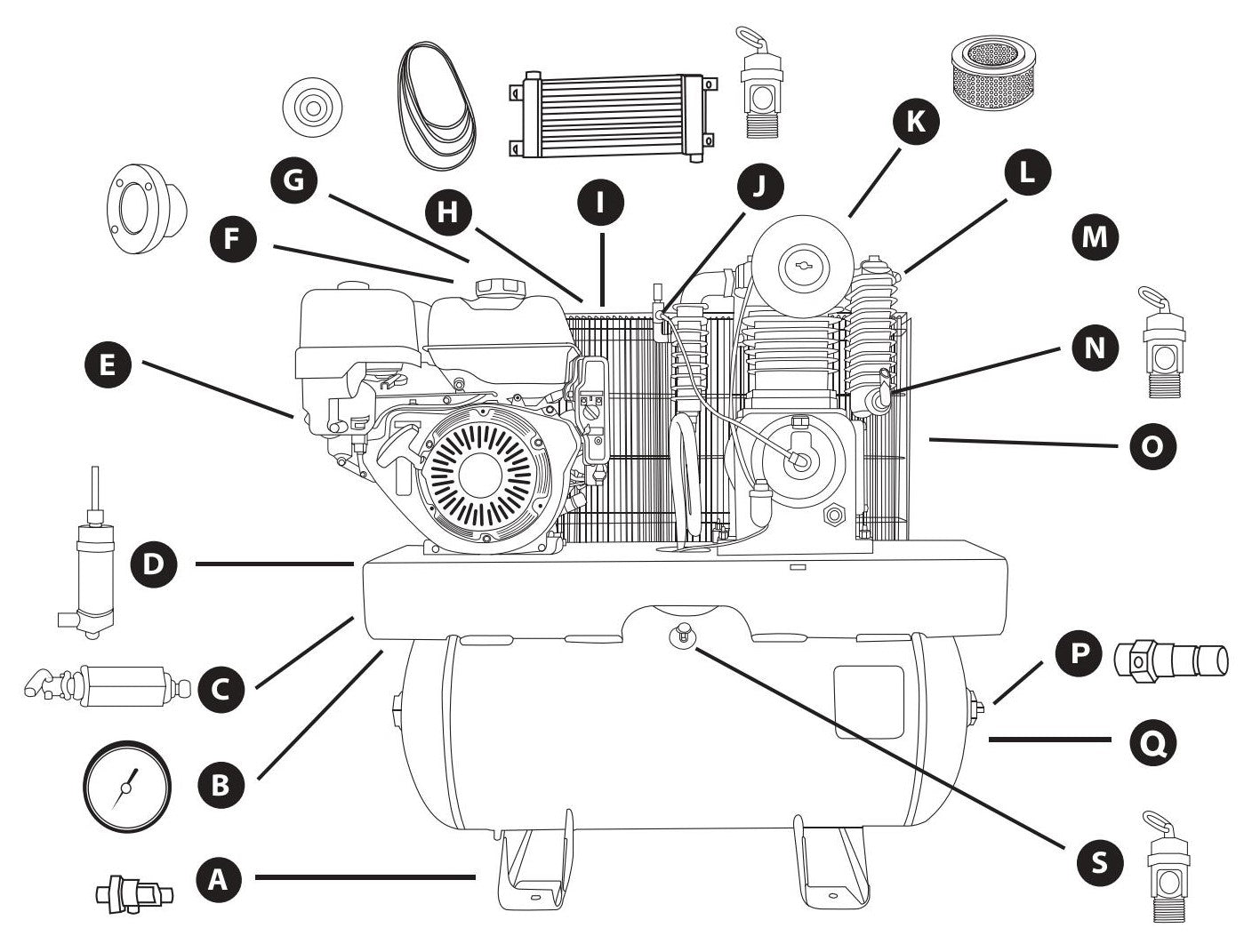 BE AC1330HEBG2S Air Compressor Assembly Parts by BE Power Equipment
