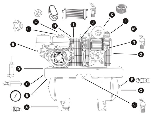 BE AC1330HEBG2S Air Compressor Assembly Parts by BE Power Equipment