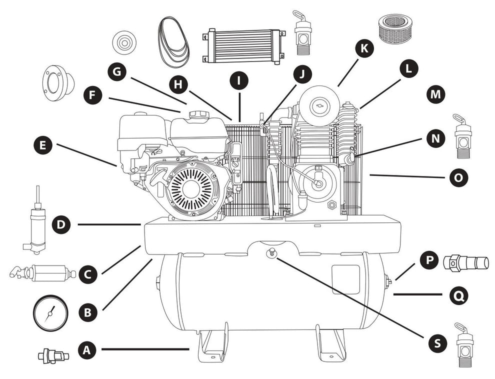 BE AC1330HEBG2S Air Compressor Assembly Parts by BE Power Equipment