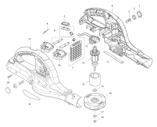 XBU01Z Blower Assembly Parts By Makita