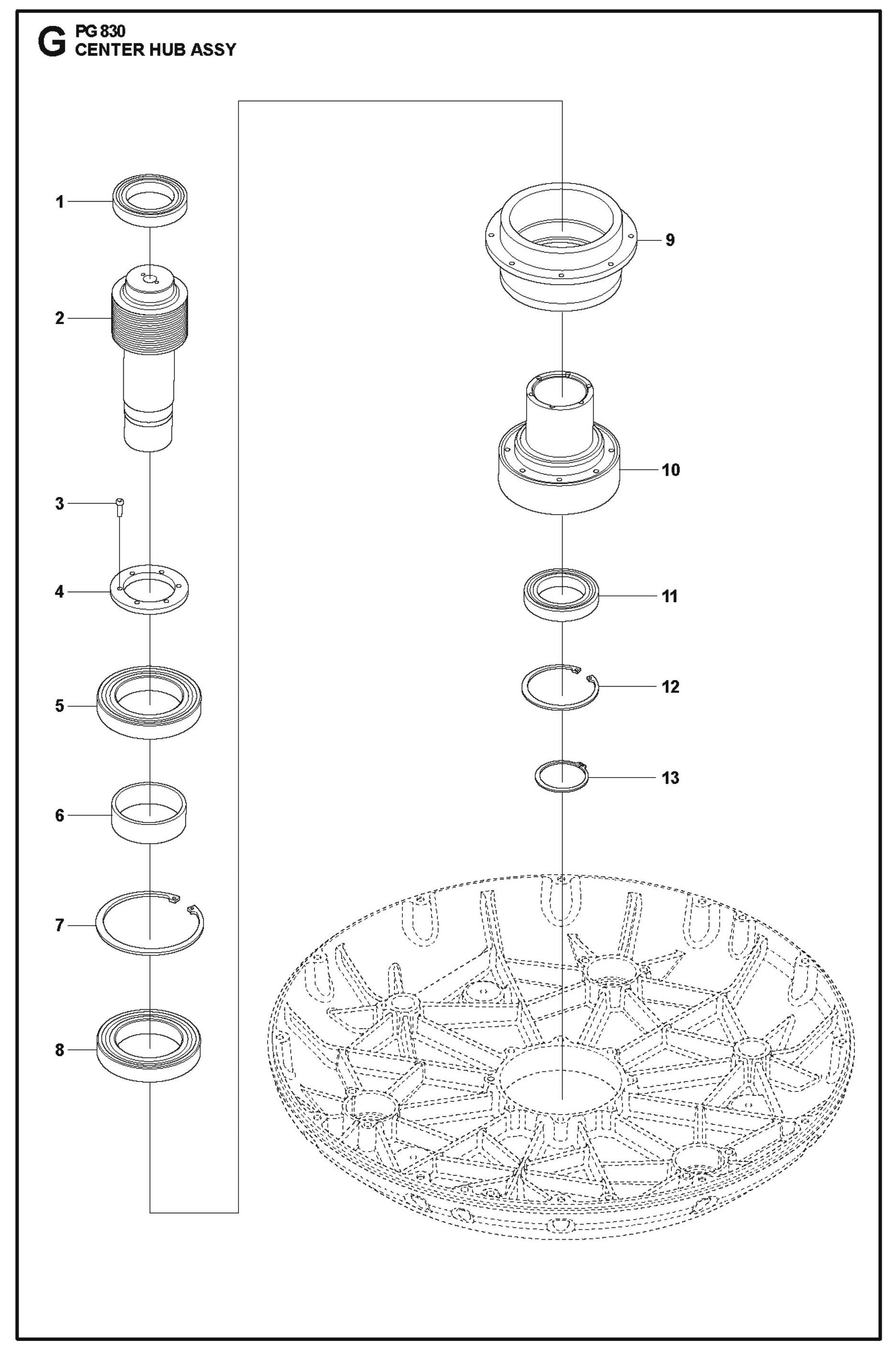 Center Hub Assy Parts For PG 830 By Husqvarna