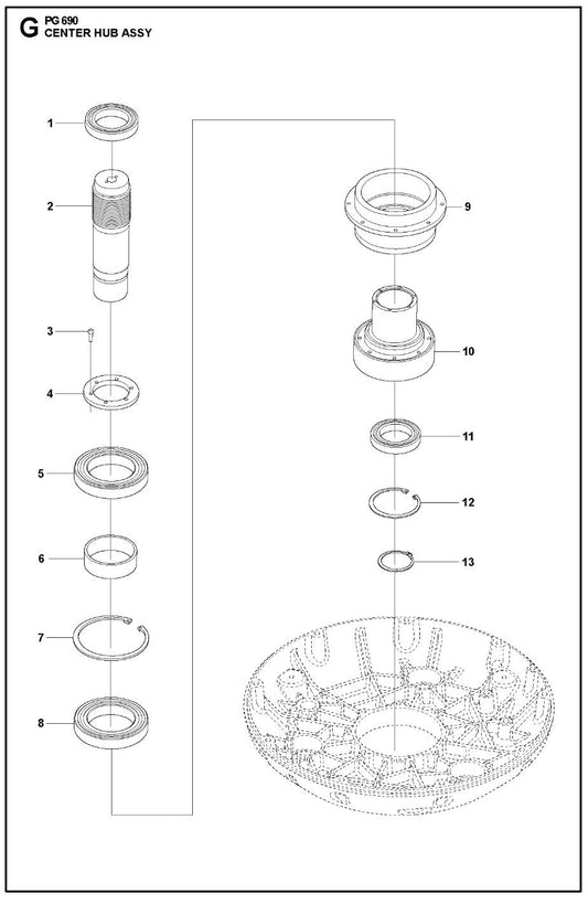 Center Hub Assy Parts For PG 690  By Husqvarna
