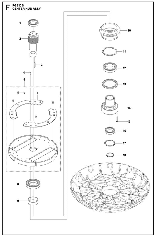 Center Hub Assy Parts For PG 830 S By Husqvarna