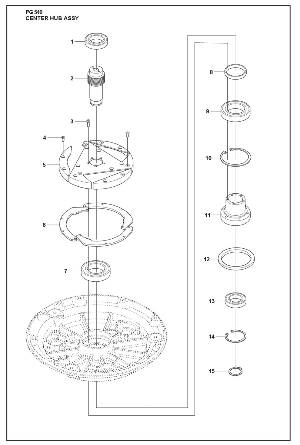 Center Hub Assembly Parts For PG 540 4 KW By Husqvarna