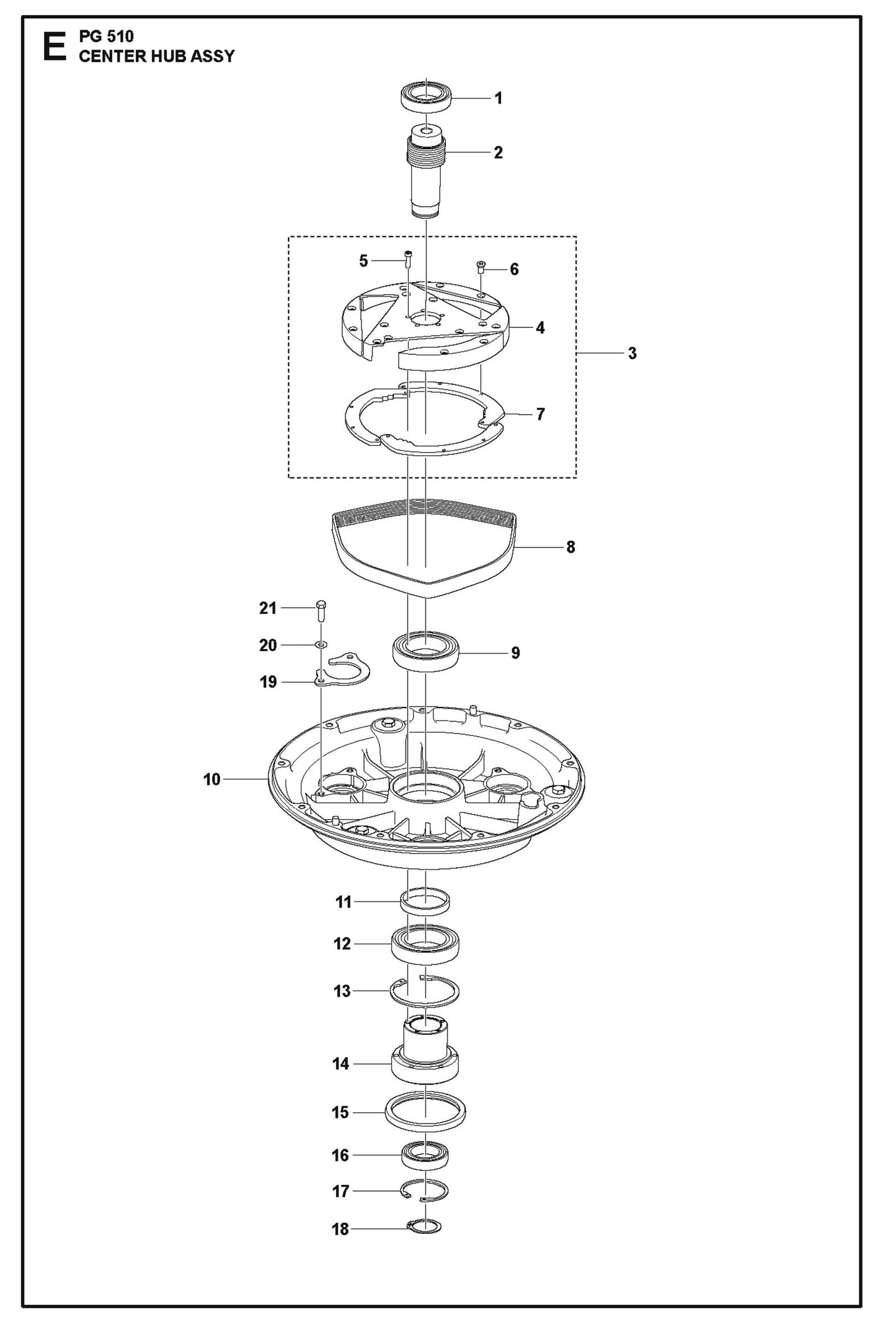 Center Hub Assembly Parts For PG 510 By Husqvarna
