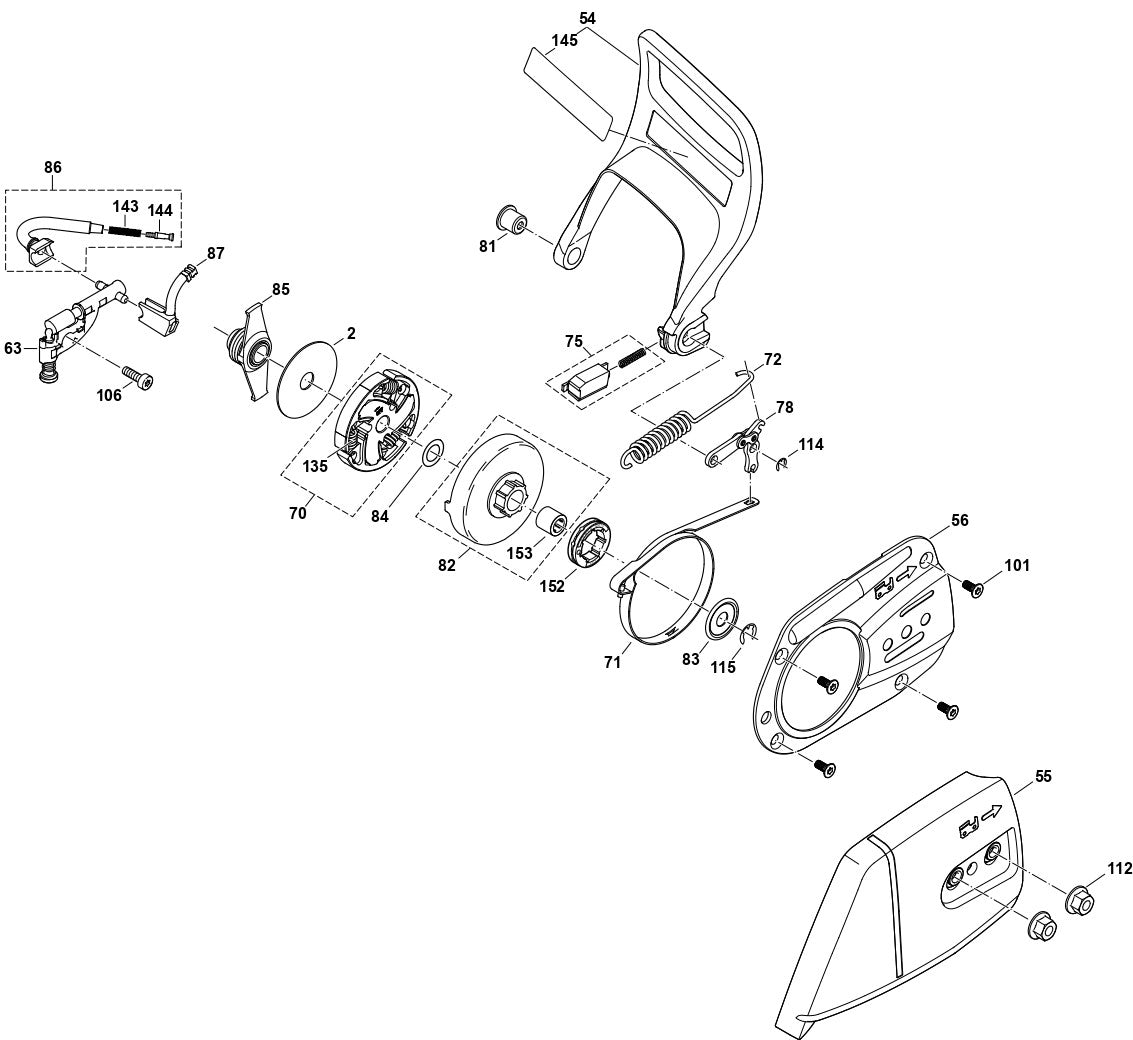 Chain Brake, Clutch, Oil Pump Assembly Parts For EA6100PREG, EA6100PREL, EA6100PRGG Gas Chain Saw Parts by Makita
