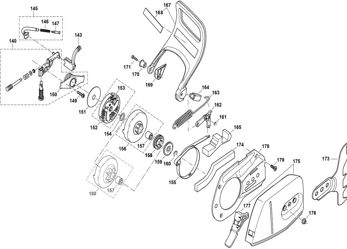 Chain Brake, Clutch, Oil Pump Assembly Parts For EA5000PRFL, EA5001PREG, EA5001PREL, EA5000PREG, EA5000PREL,  EA5000PRGG Gas Chain Saw By Makita Gas Chain Saw By Makita