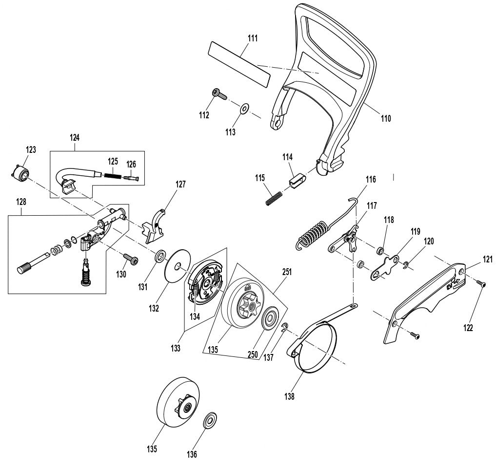 Chain Brake, Oil Pump, Clutch Assembly Parts For EA3200SRBB, EA3201SRBB, EA3201S35B Gas Chain Saw Parts by Makita