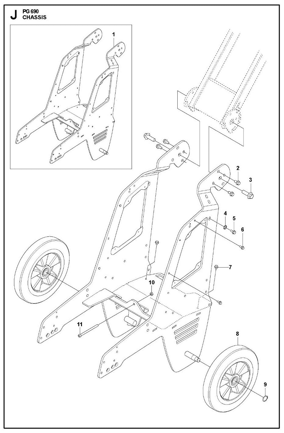 Chassis Parts For PG 690  By Husqvarna