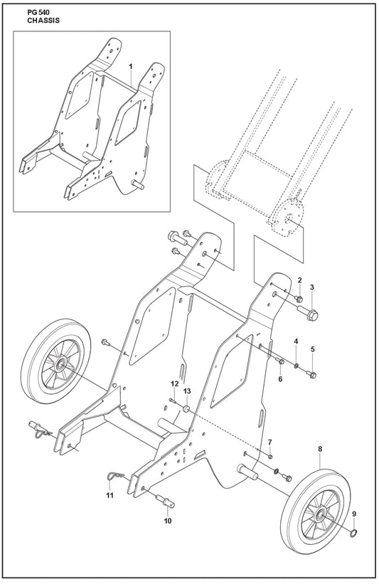 Chassis Parts For PG 540 2.2 kW By Husqvarna