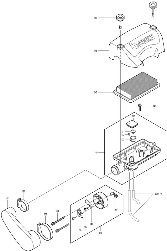 Cleaner Base, Air Filter Assembly Parts For BBX7600N Blower, BBX7600N - 4-Stroke Bagpack Blower, BBX7600 - 4-Stroke Bagpack Blower, BBX7600CA - 75.6 CC Bagpack Blower Parts By Makita