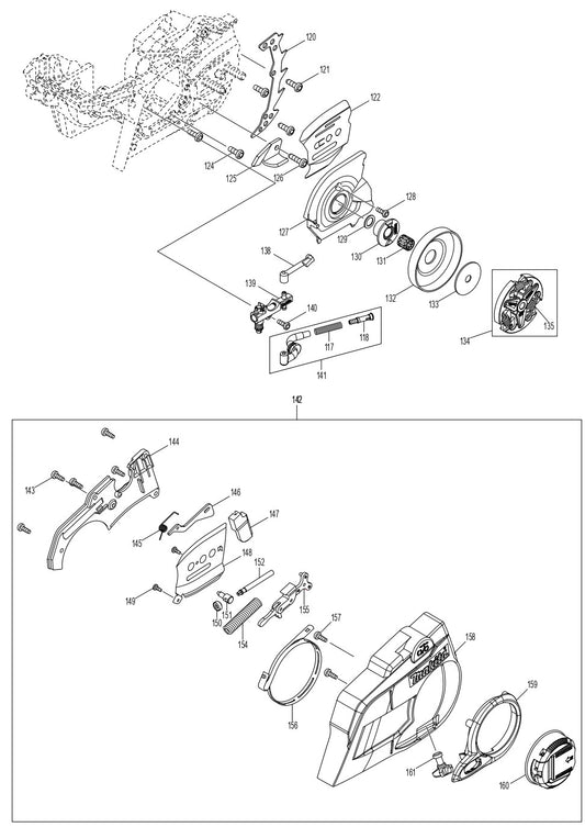 Clutch, Chain brake, Chain Tensioner Assembly Parts For EA3601FRDB Gas Chain Saw Parts by Makita