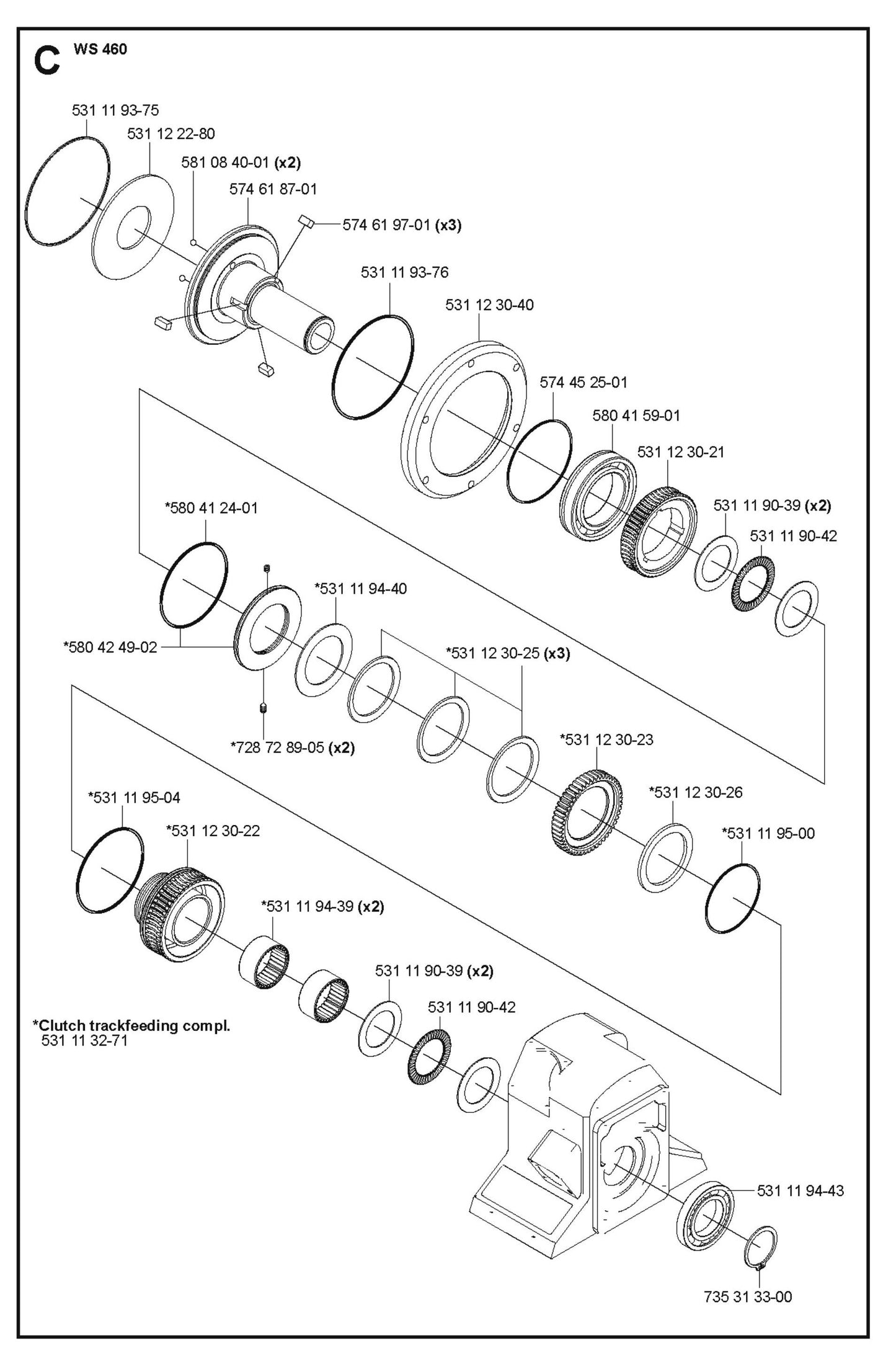Clutch Track Feeding Complete Parts For WS 460 By Husqvarna