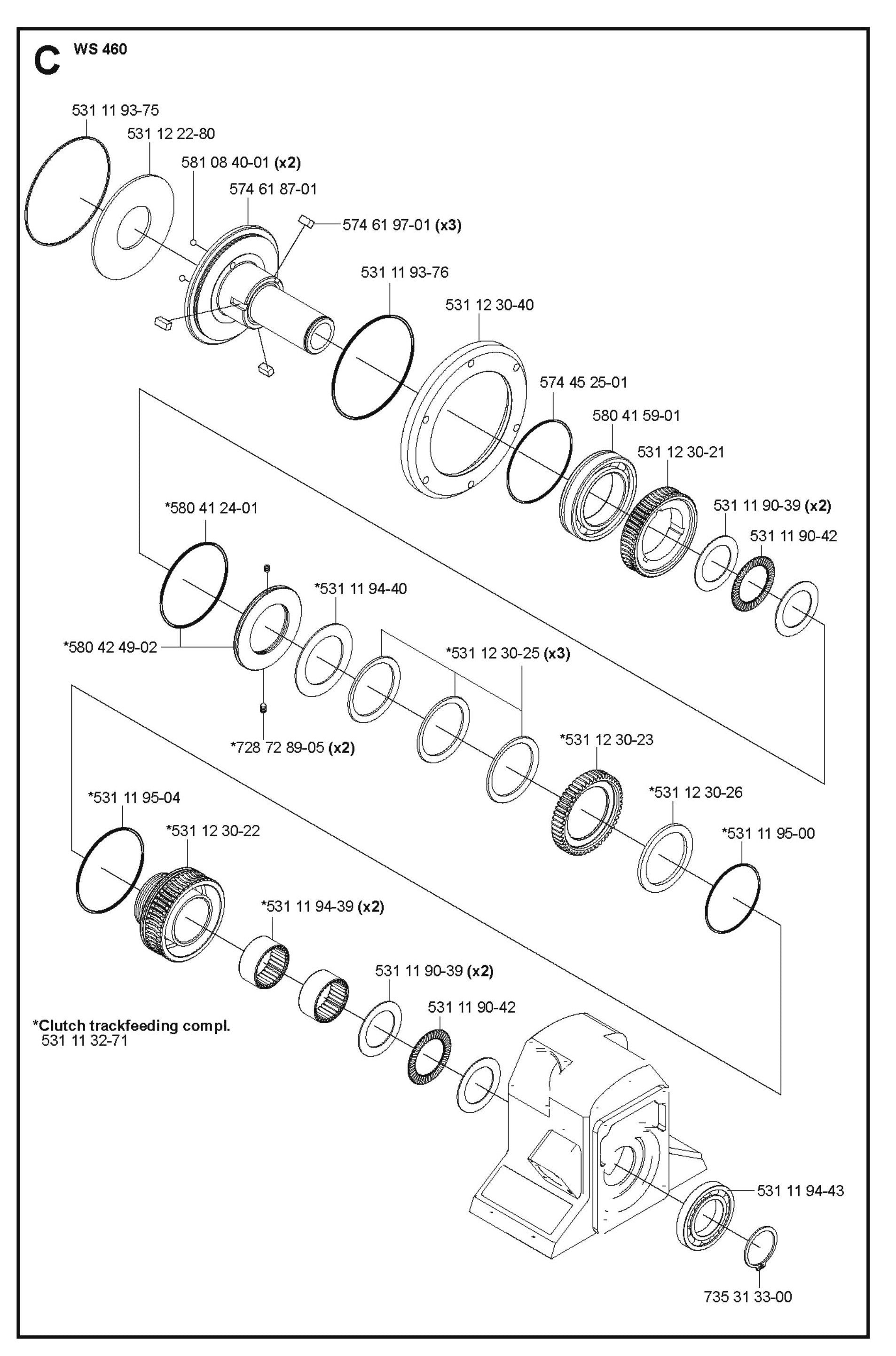 Clutch Track Feeding Complete Parts For WS 460 By Husqvarna