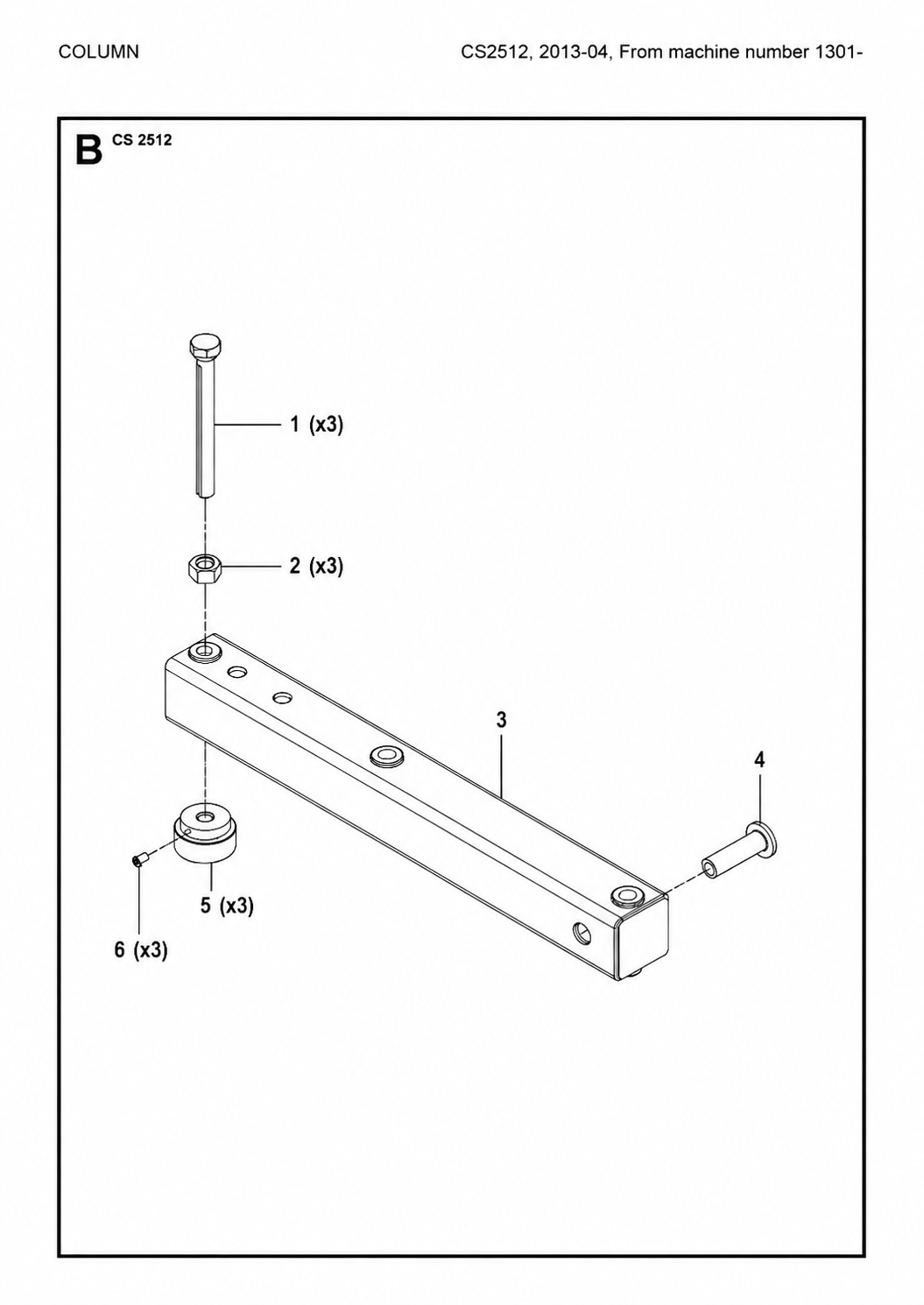 Column Assembly Parts-1 For Wire Saw CS 2512 By Husqvarna