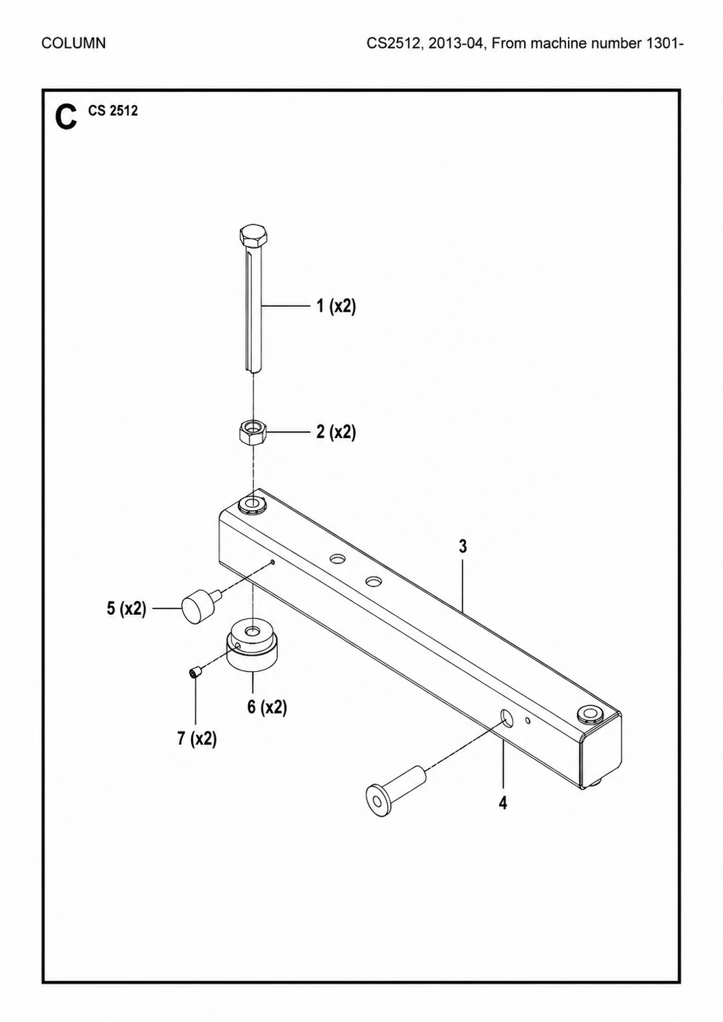 Column Assembly Parts-2 For Wire Saw CS 2512 By Husqvarna