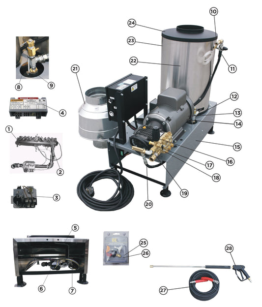 BE HW255E1CNG Pressure Washer Assembly Parts by BE Power Equipment