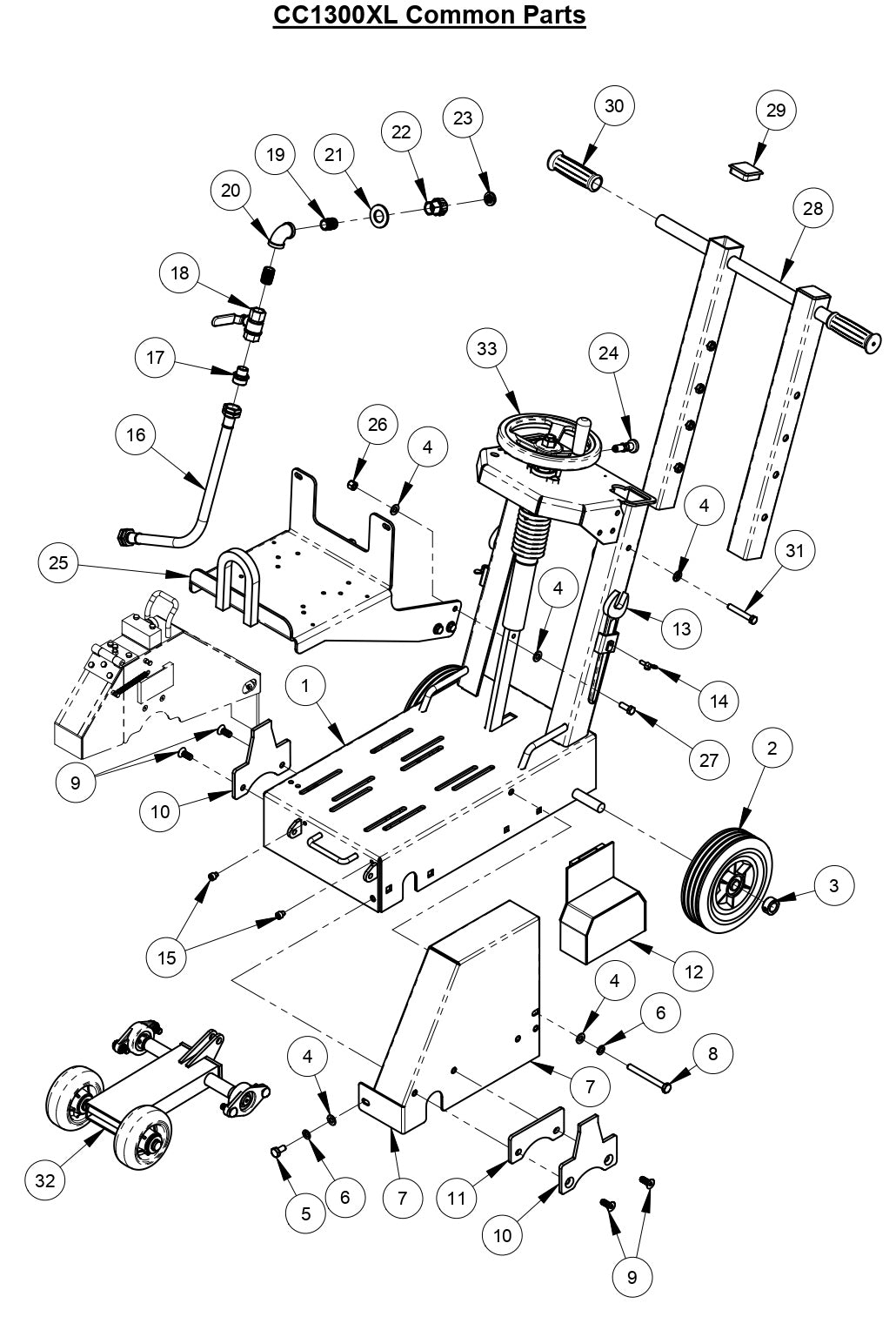 CC1300XL Concrete Walk Behind Saw Parts by Core Cut Diamond Products