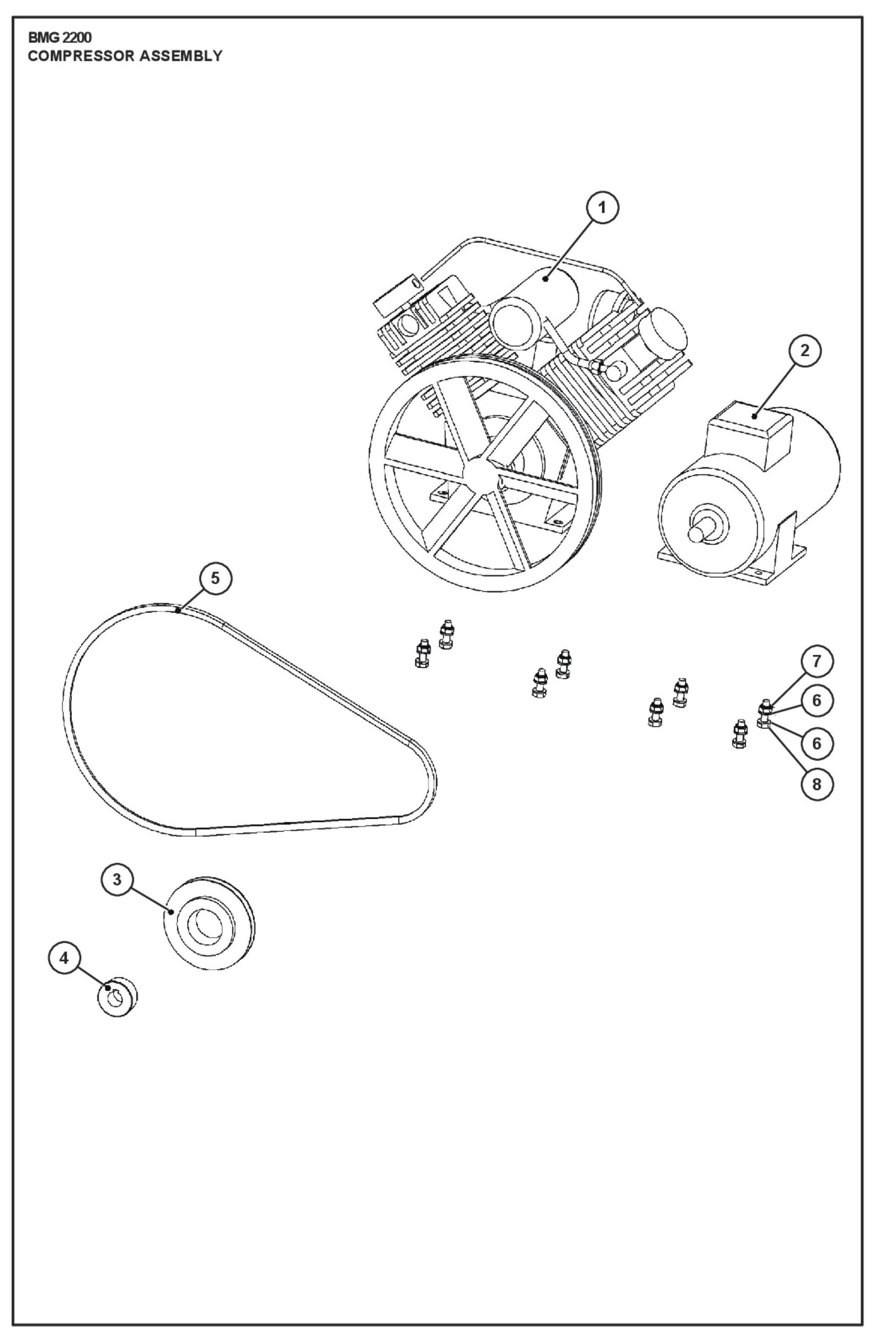 Compressor Assembly Parts For BMG 2200RC By Husqvarna