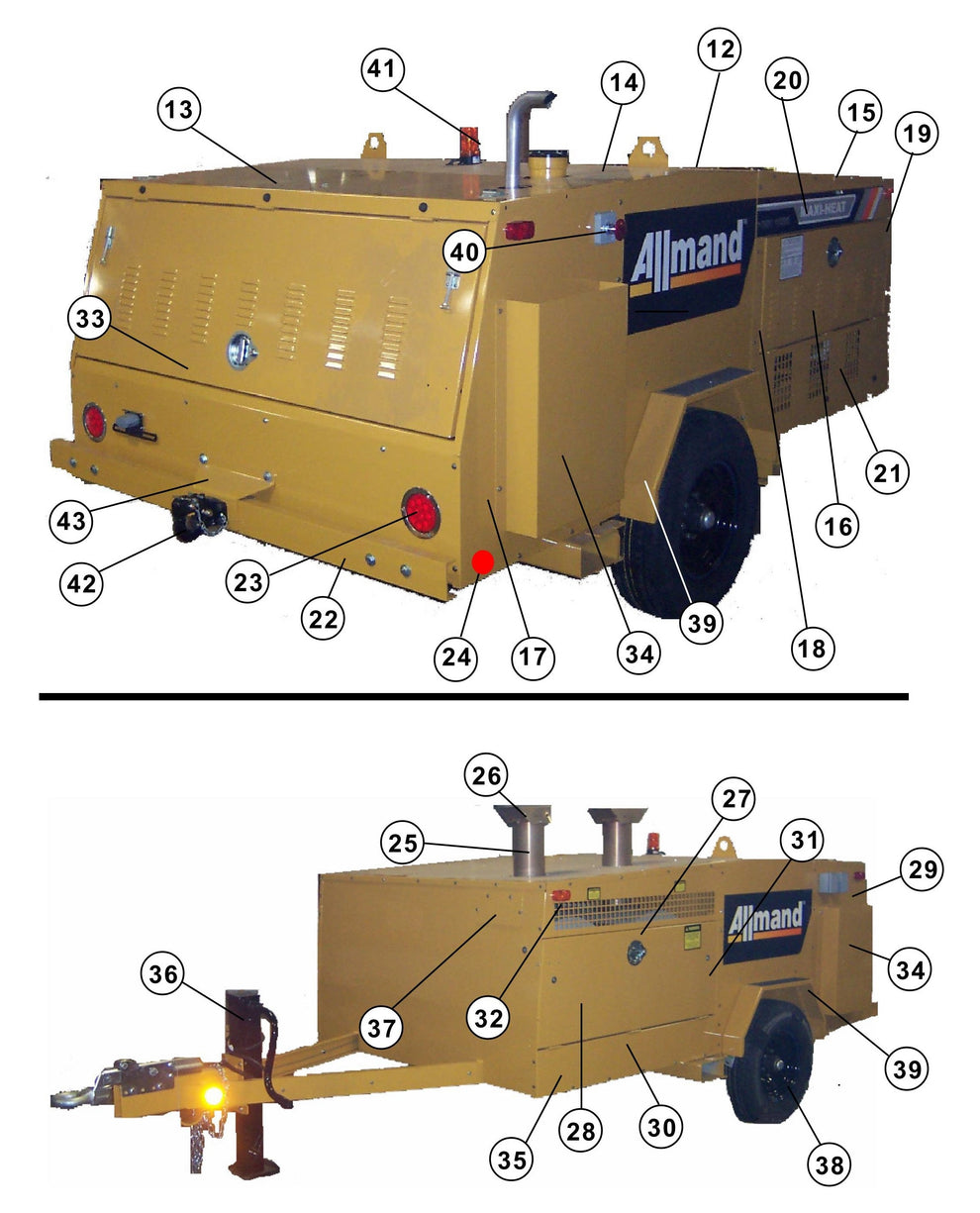 Trailer and Accessories Assembly Parts-2 for MAXI-HEAT CPH 1000 (before 9999MXH08) by Allmand