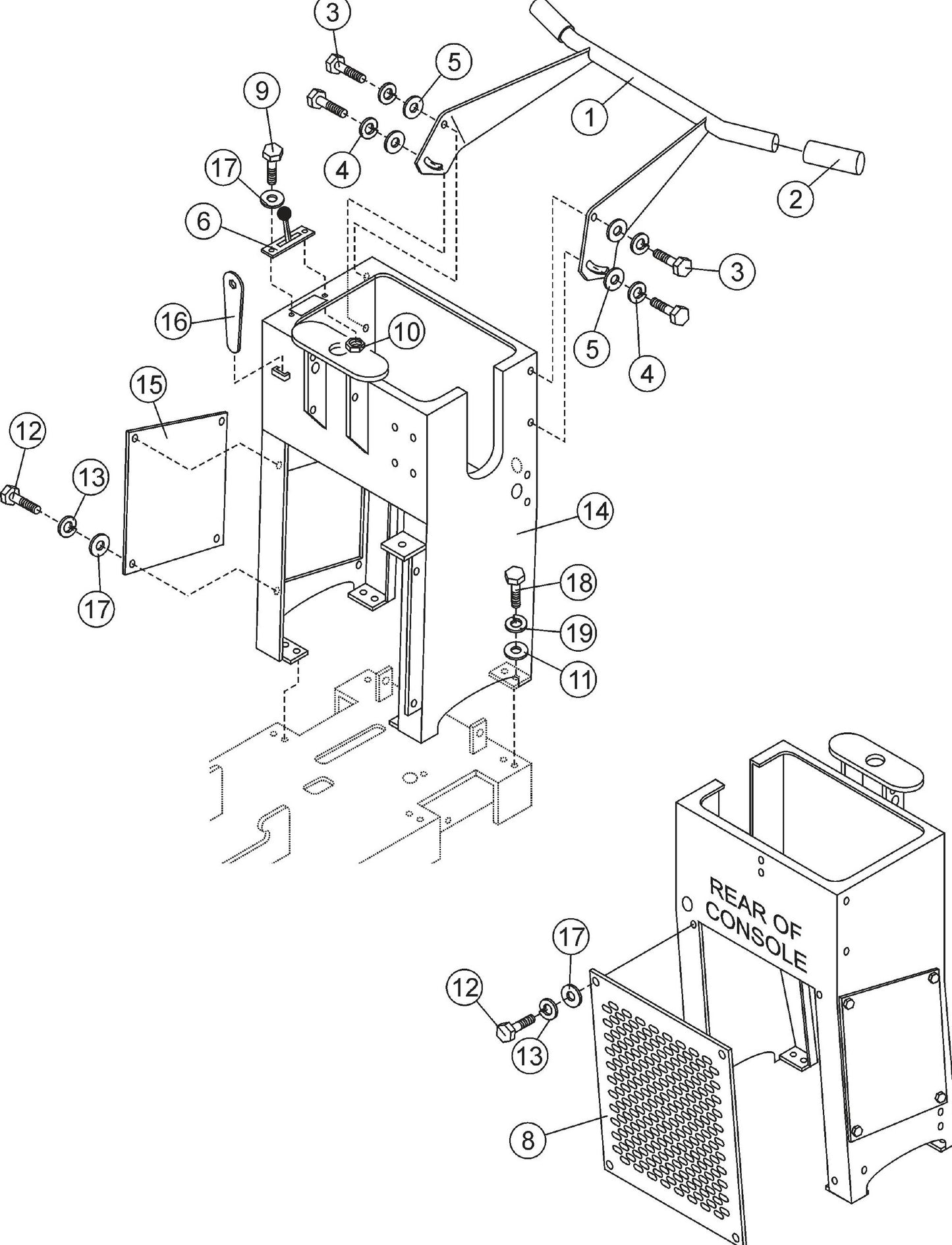 Console Assembly Parts (Self Propelled Model) for SP2 13H20 S13H20 S20H20 By Multiquip
