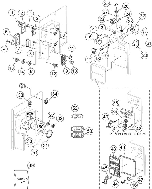 Control Panel /Ballast(S/N 904384 AND BELOW) Assembly Parts For LT12 Series Light Tower By Multiquip 