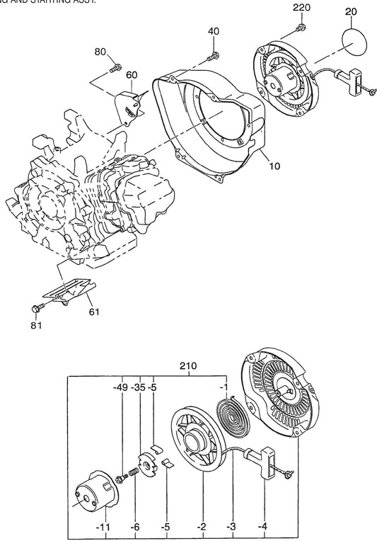 QP2TE ROBIN EX170D50021 Engine Cooling And Starting Assembly Parts By Multiquip
