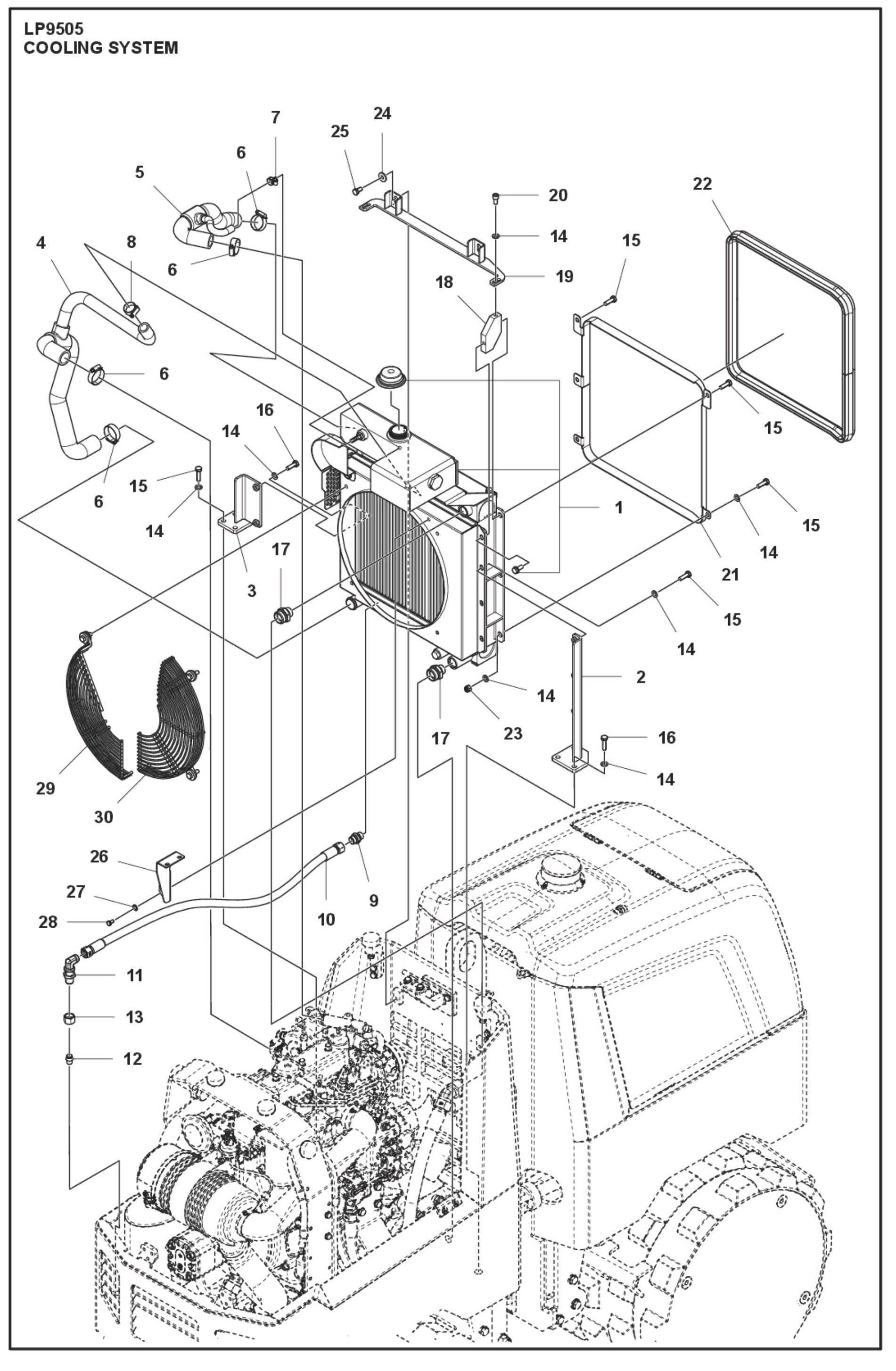 Cooling System Parts For LP9505 Trench Roller By Husqvarna