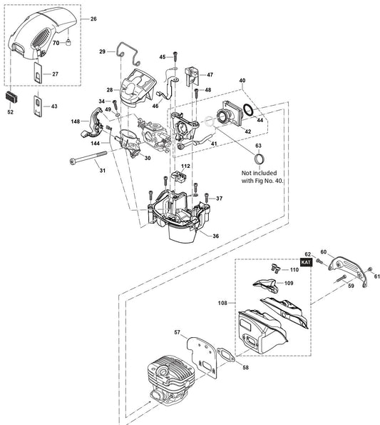 Cover, Air Filter, Muffler Assembly Parts For EA5000PRFL, EA5001PREG, EA5001PREL, EA5000PREG, EA5000PREL, EA5000PRGG Gas Chain Saw By Makita Gas Chain Saw By Makita Gas Chain Saw By Makita By Makita