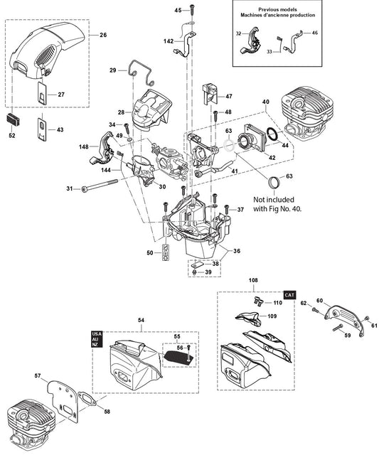 Cover, Air Filter, Muffler Assembly Parts For DCS5121REG  Gas Chain Saw Parts by Makita