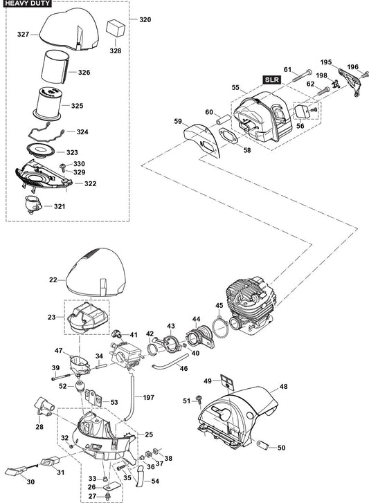 Cover, Air Filter, Muffler Assembly Parts For EA7300PR, EA7301PR Gas Chain Saw Parts by Makita