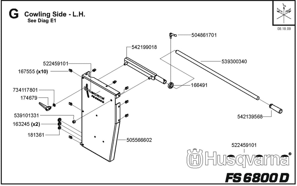 Cowling Side - L.H Parts for FS6800 D By Husqvarna
