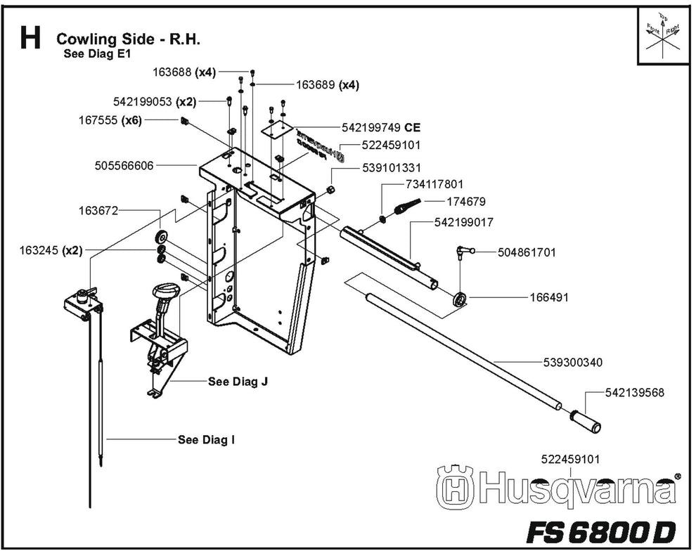 Cowling Side - R.H Parts for FS6800 D By Husqvarna