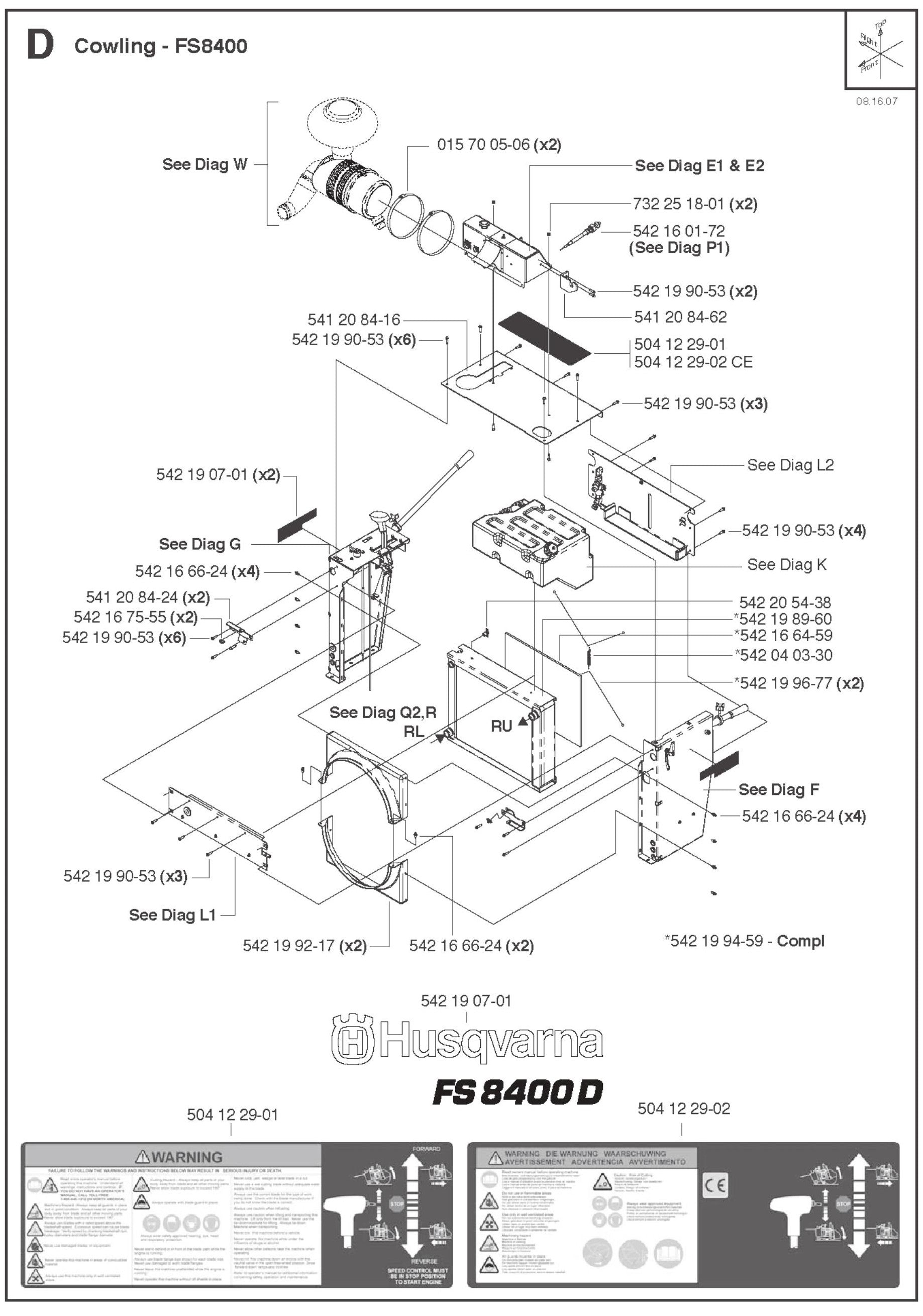 Cowling Parts For FS8400D By Husqvarna