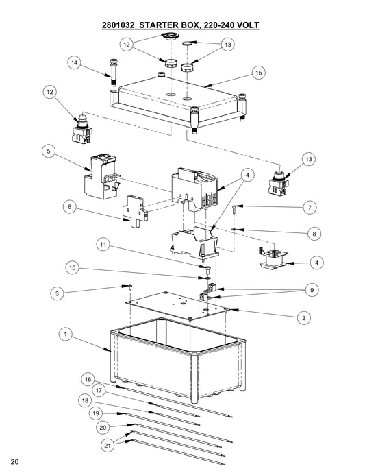 CC100,CPG100 Starter Box, 220-240 Volt Assembly Parts Fig-1