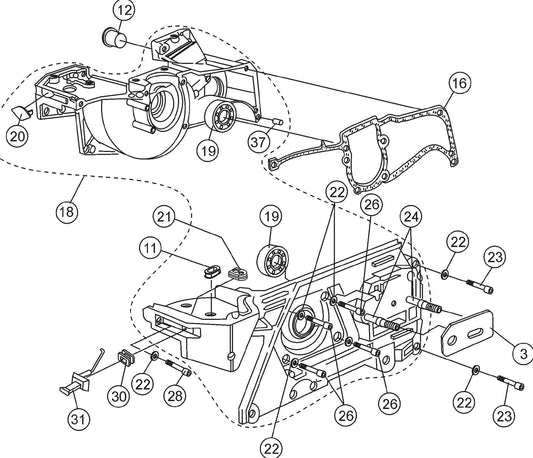 HS62A Crankcase Assembly Parts