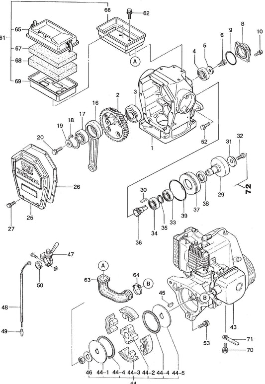 MT85HS Crankcase And Engine Assembly Parts