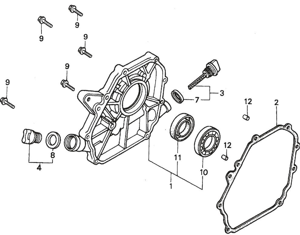 MQ MQD305 / MQD306 / MQD306HA HONDA GX120K1QX2 ENGINE Crankcase Cover Assembly Parts By Multiquip