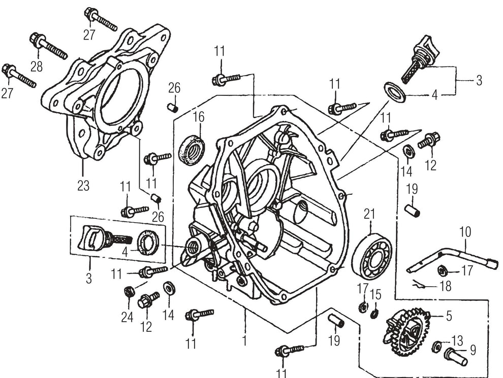 MT65HA Honda GX100KRBM Engine Crankcase Cover Assembly Parts