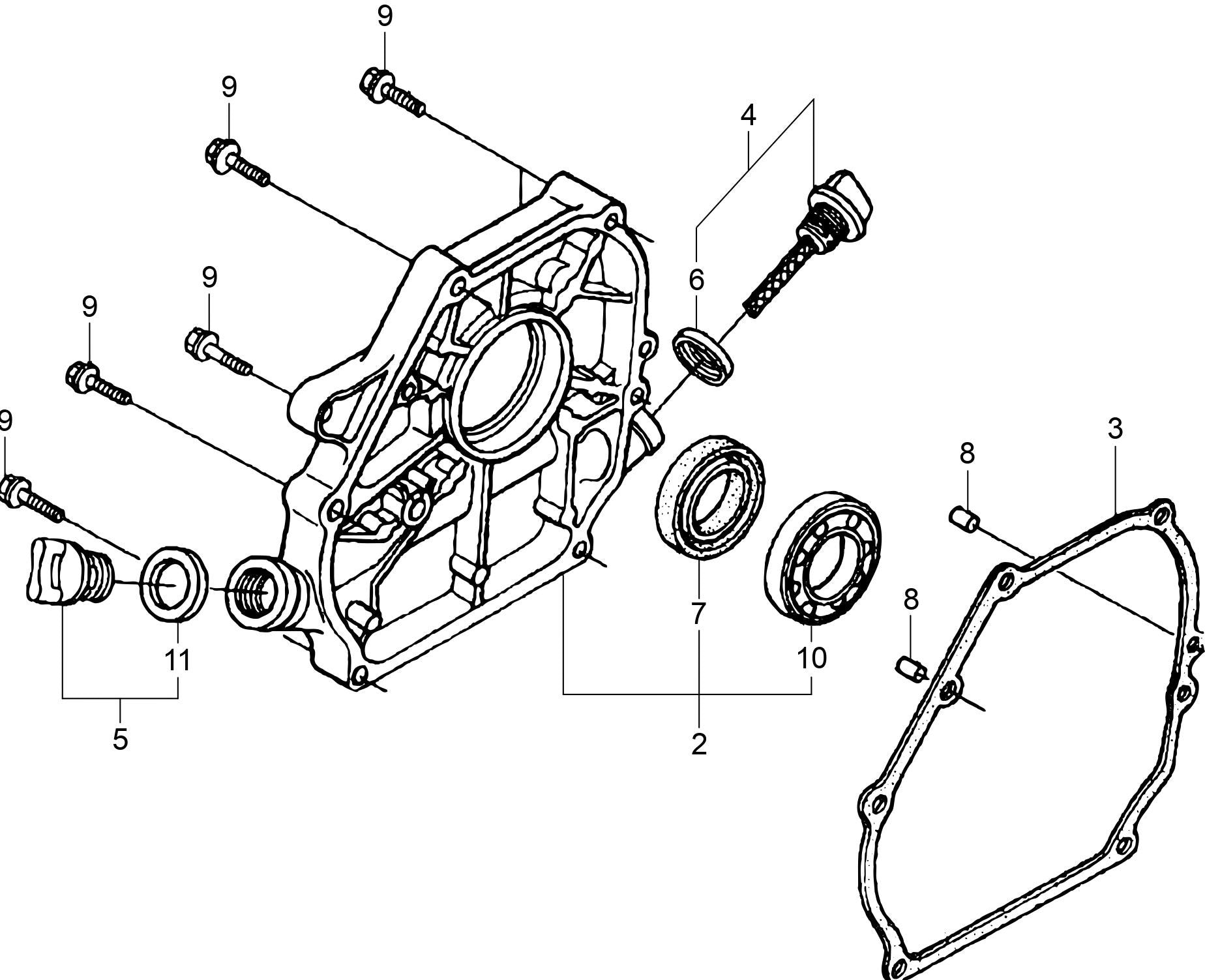MVB85H Honda GX120UT2SM12 Engine Crankcase Cover Assembly Parts