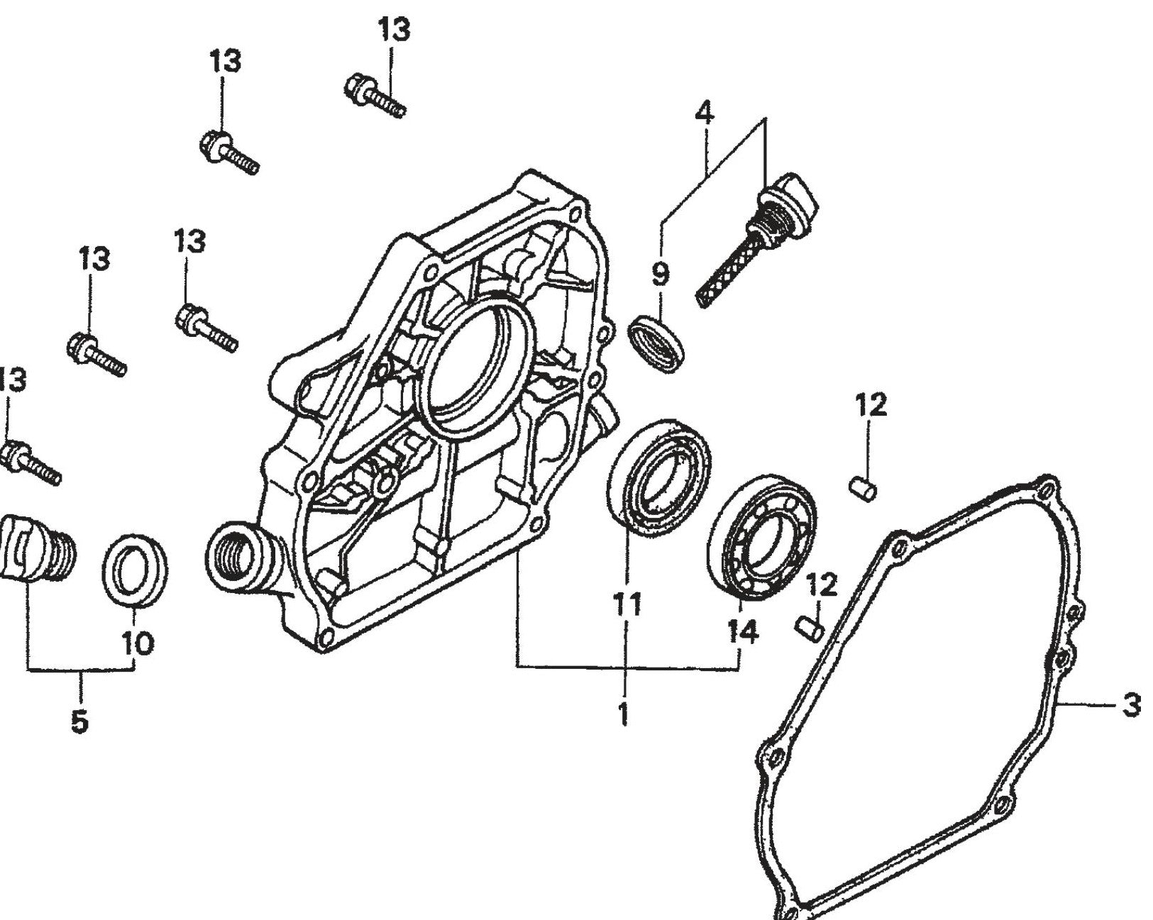 MVC70H/HW Honda GX160K1QMX2 Engine Crankcase Cover Assembly Parts