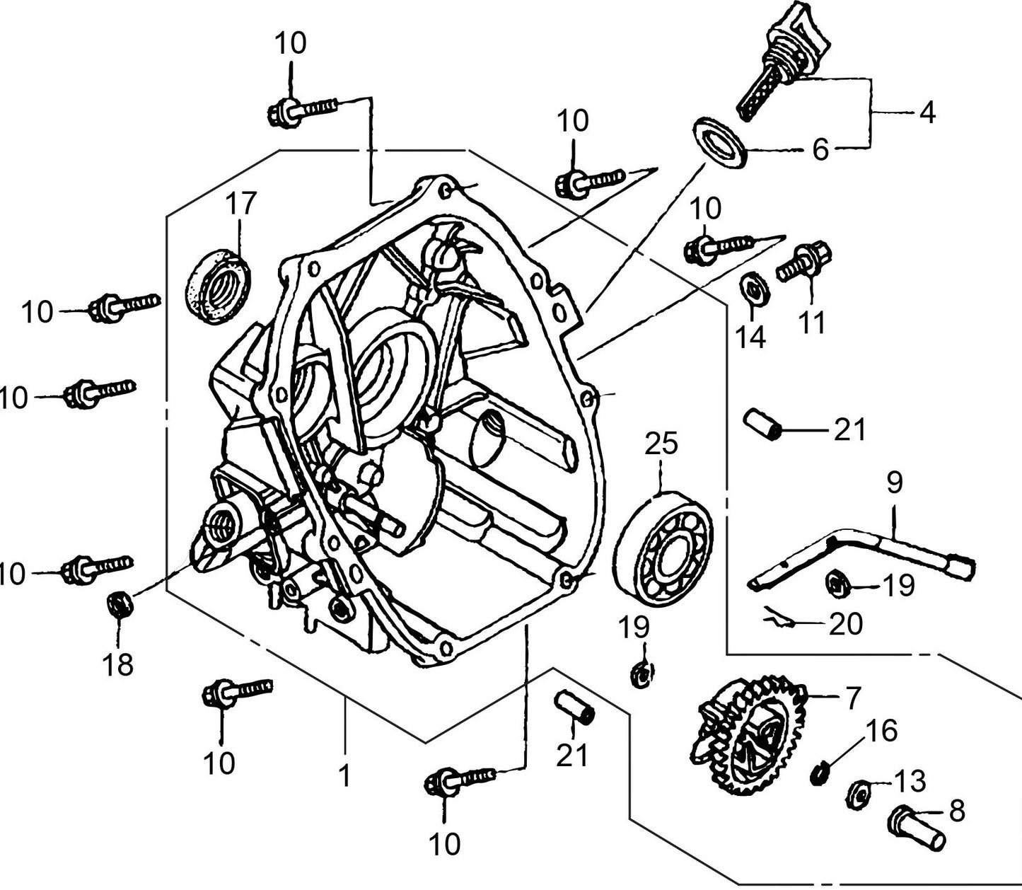 MTX50HD Honda GX100RTKRBF Engine Crankcase Cover Assembly Parts