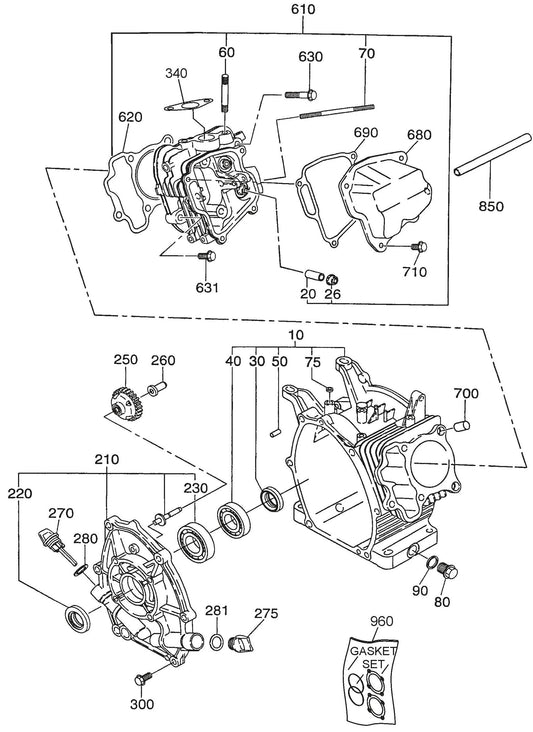 QP3TE ROBIN EX270D500241 ENGINE  Crankcase Assembly Parts By Multiquip