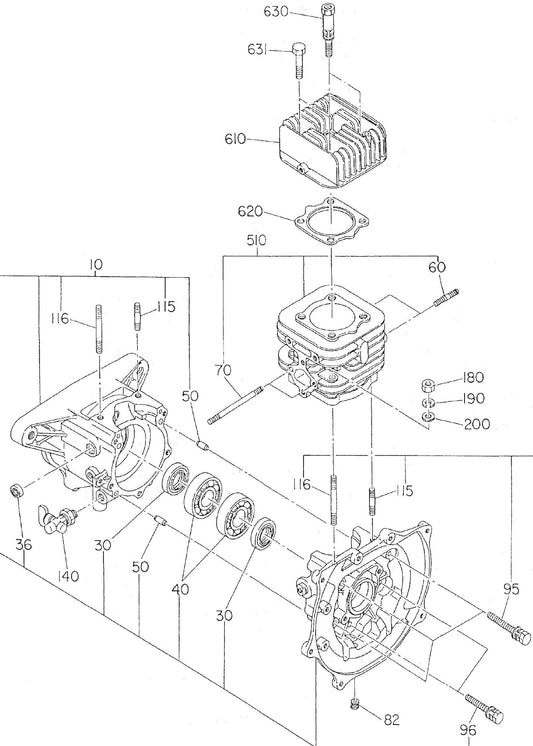 MT85HS Robin EC12HS Engine Crankcase Assembly Parts
