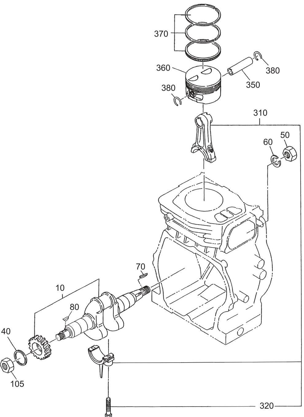MT84FA Robin EH-12-2D46420 Engine Crankshaft And Piston Assembly Parts